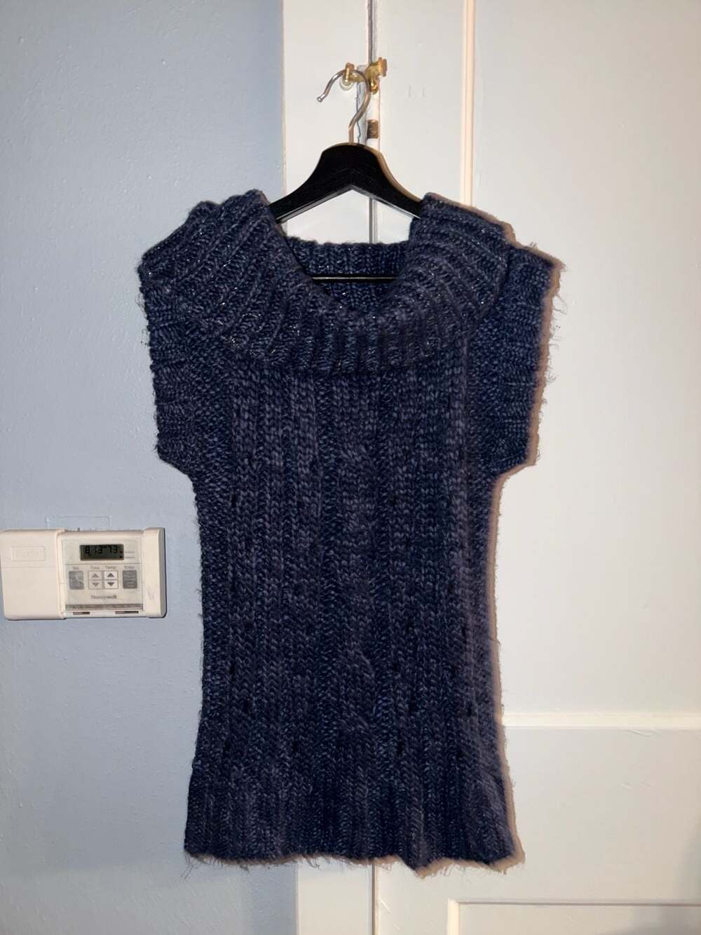 Mudd Blue Cap Sleeve Cowl Neck Chunky Knit Sweater Tunic